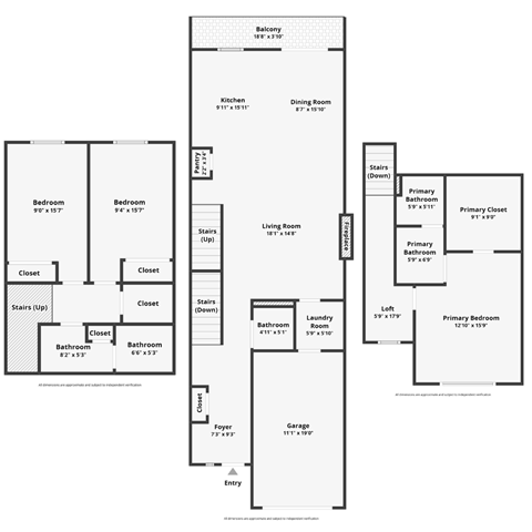 Floor plan for 3 beds, 2.5 baths, 1738 sqft